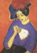 Alexei Jawlensky Woman with a Fan (mk09) oil painting reproduction